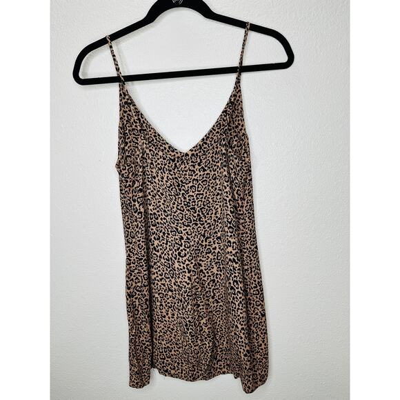 Reformation Marlowe Black Tan Leopard Print Mini Front Slit Dress XS - Picture 8 of 13